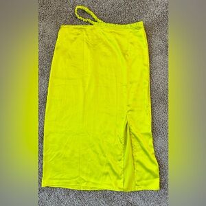 Vibrant Yellow Midi Skirt with Side Slit